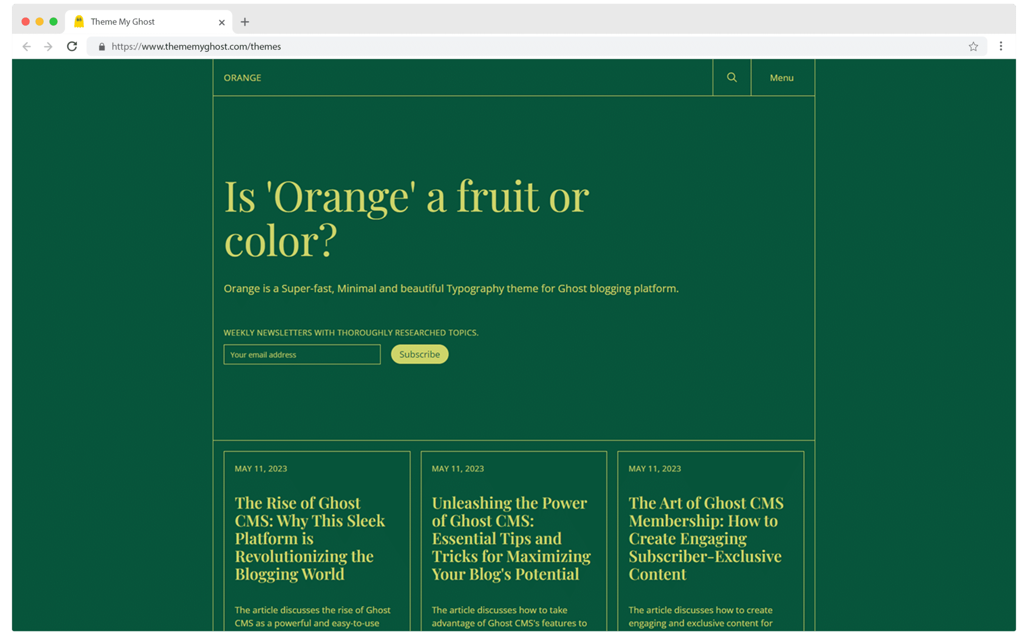 Orange is a minimal typography theme for Ghost wit multiple color combinations 6 1