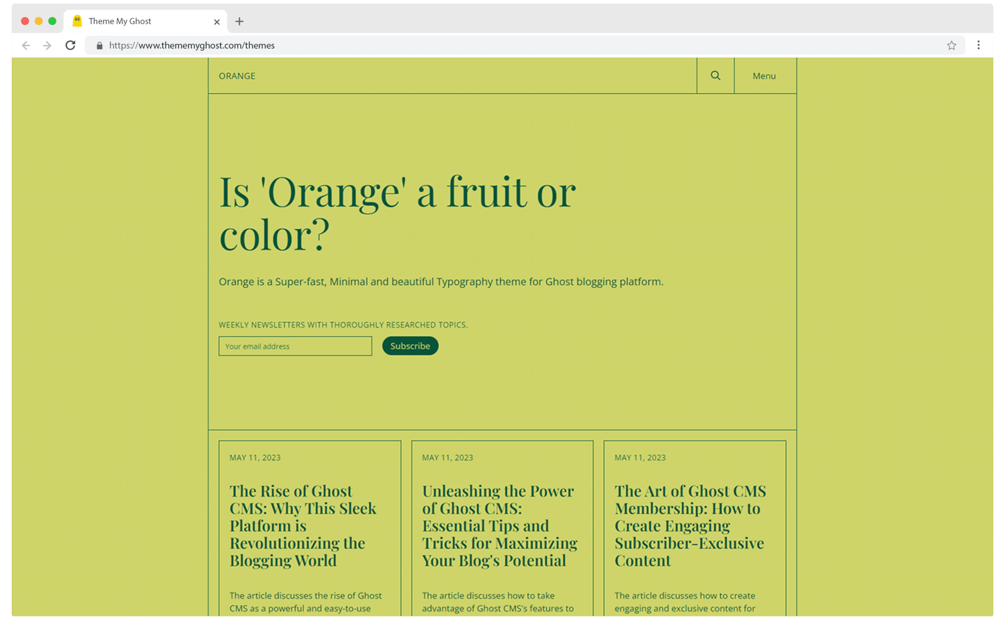 Orange is a minimal typography theme for Ghost wit multiple color combinations 7 1