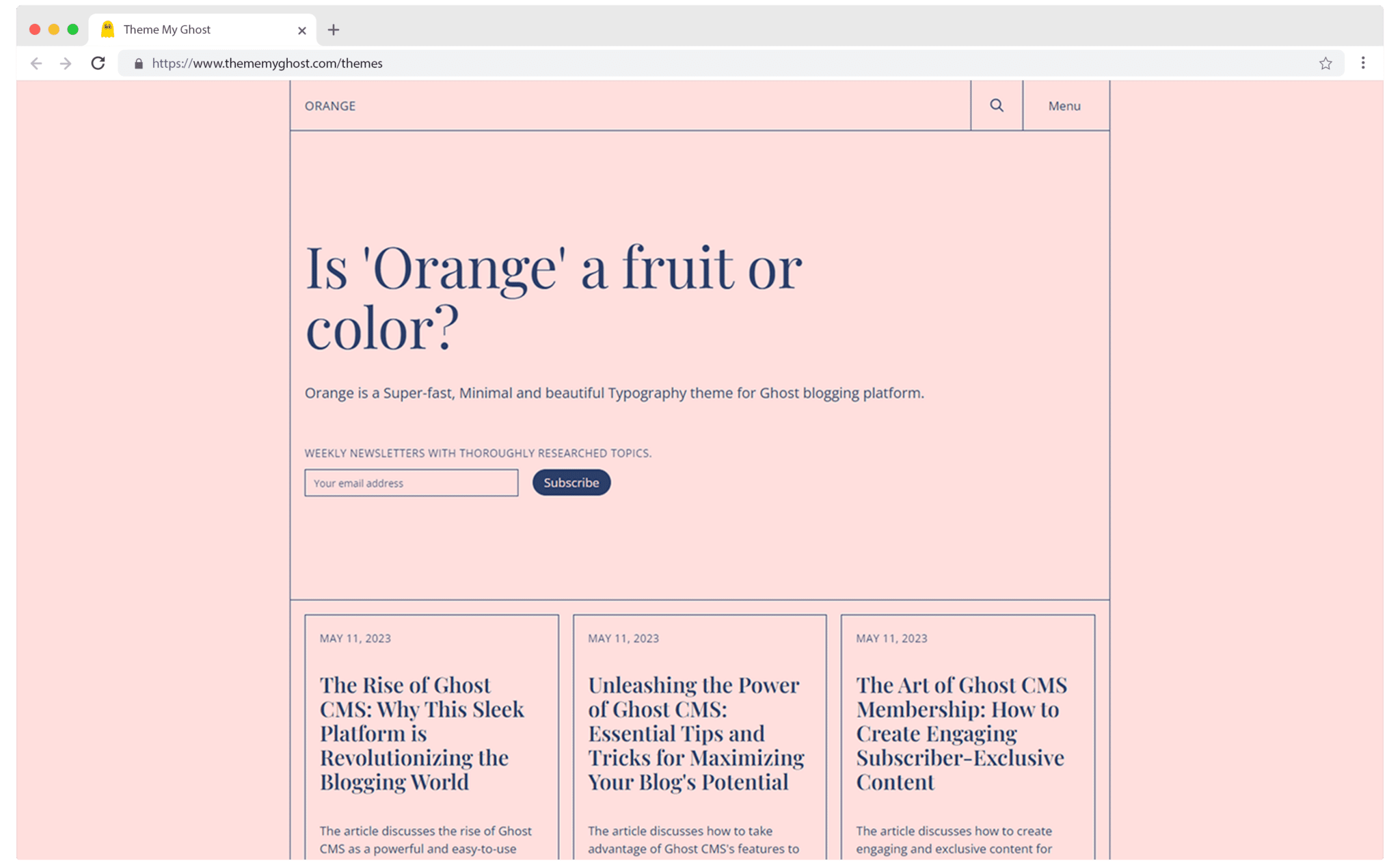 Orange is a minimal typography theme for Ghost wit multiple color combinations 8 1
