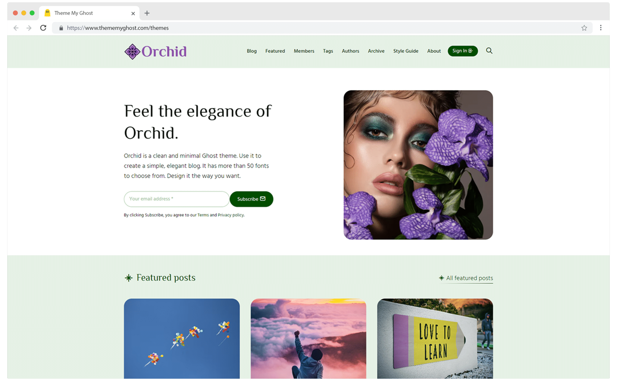 Orchid is an elegant Ghost theme with easy color customisation 1