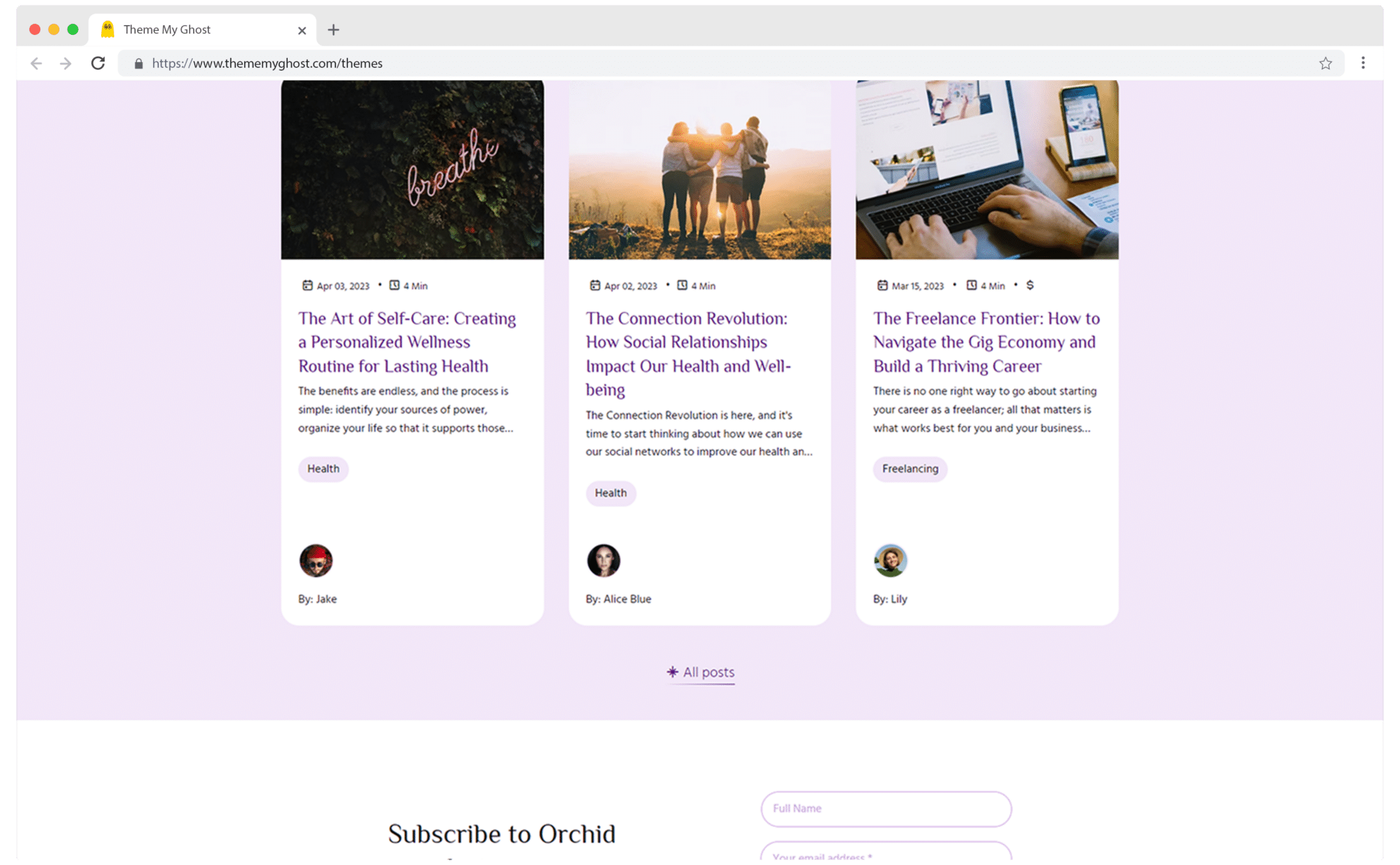 Orchid is an elegant premium Ghost CMS theme with multiple hero style archive page and beautiful colors with typography fonts 13 4