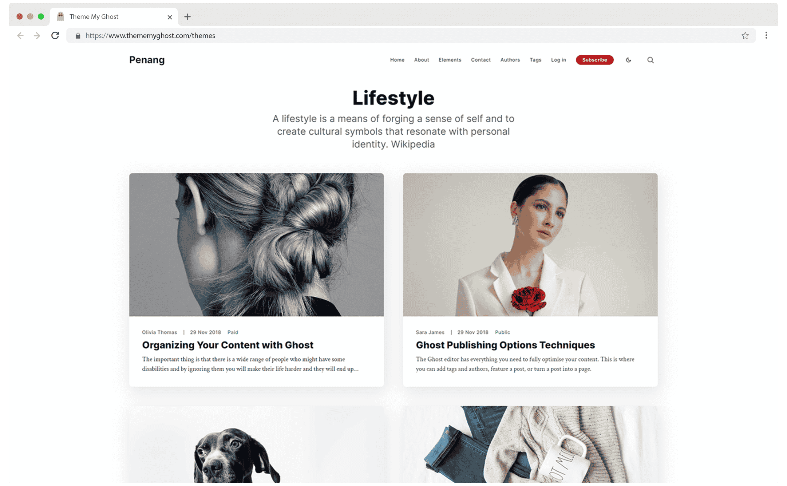 PENANG Premium Ghost Blog CMS Theme with Dark Mode for Portfolio Magazine Newsletter Photography Podcasts Travel Fashion Personal Blog on ThemeForest Ghost Marketplace 10 1