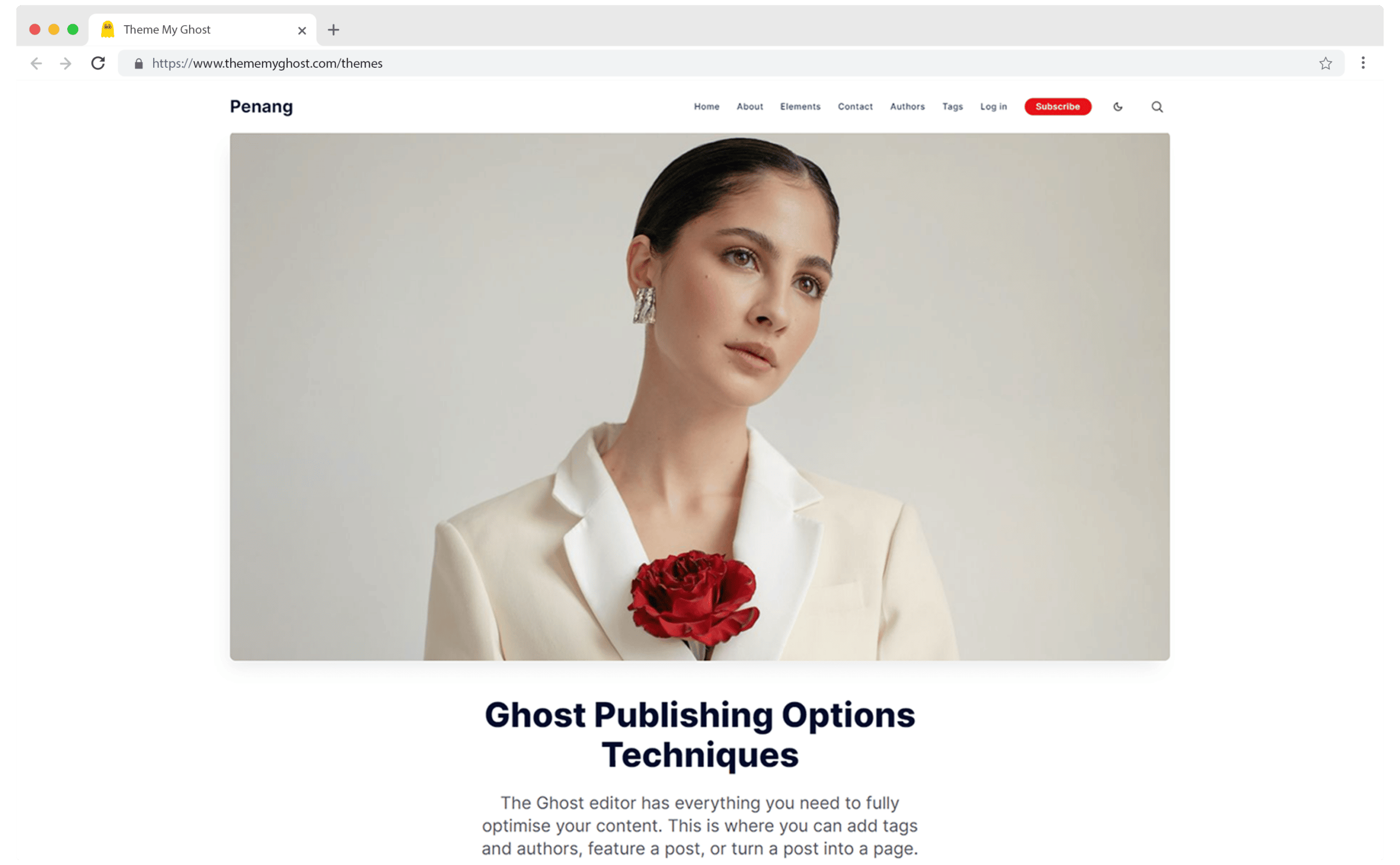 PENANG Premium Ghost Blog CMS Theme with Dark Mode for Portfolio Magazine Newsletter Photography Podcasts Travel Fashion Personal Blog on ThemeForest Ghost Marketplace 9 1