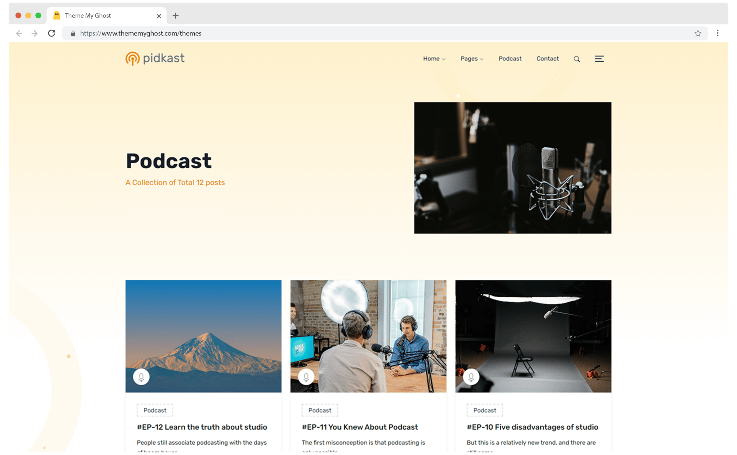 PIDKAST Premium Ghost Blog CMS Theme with Dark Mode for Portfolio Magazine Newsletter Photography Podcasts Travel Fashion Personal Blog on ThemeForest Ghost Marketplace 12 1