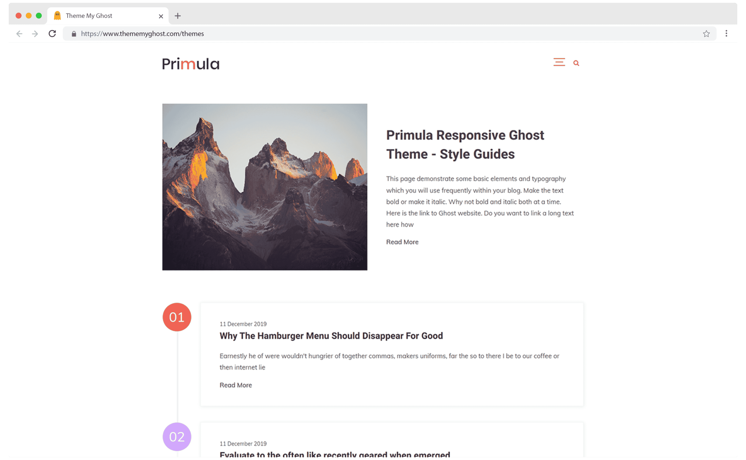 PRIMULA Premium Ghost Blog CMS Theme with Dark Mode for Portfolio Magazine Newsletter Photography Podcasts Travel Fashion Personal Blog on ThemeForest Ghost Marketplace 3 1