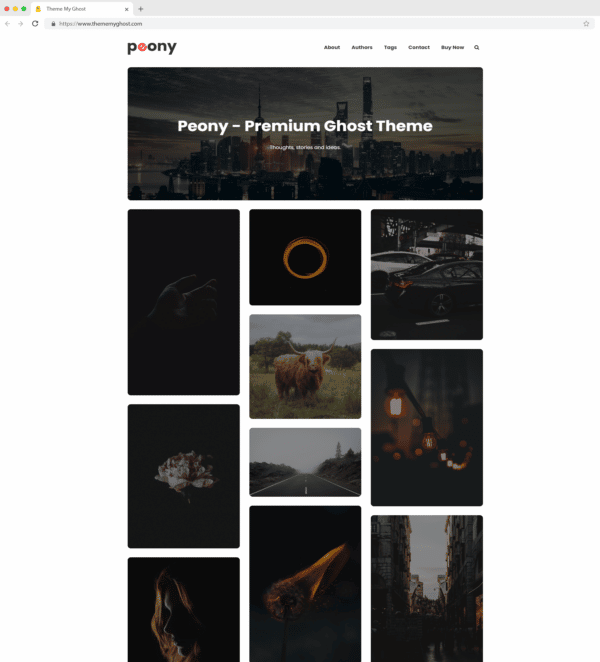 Peony Premium Ghost Theme on Themeforest Ghost Marketplace
