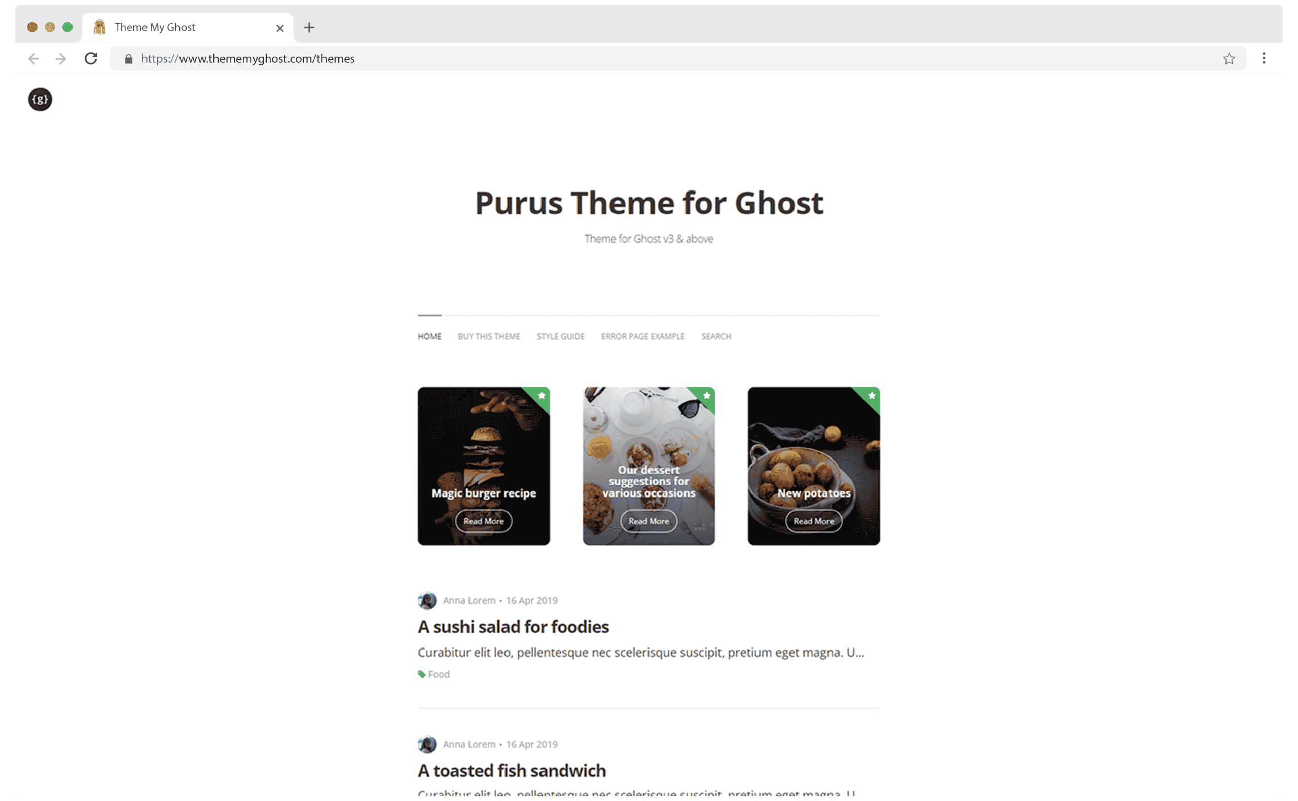 Purus Premium Ghost CMS Blog Theme By Golem.io 1