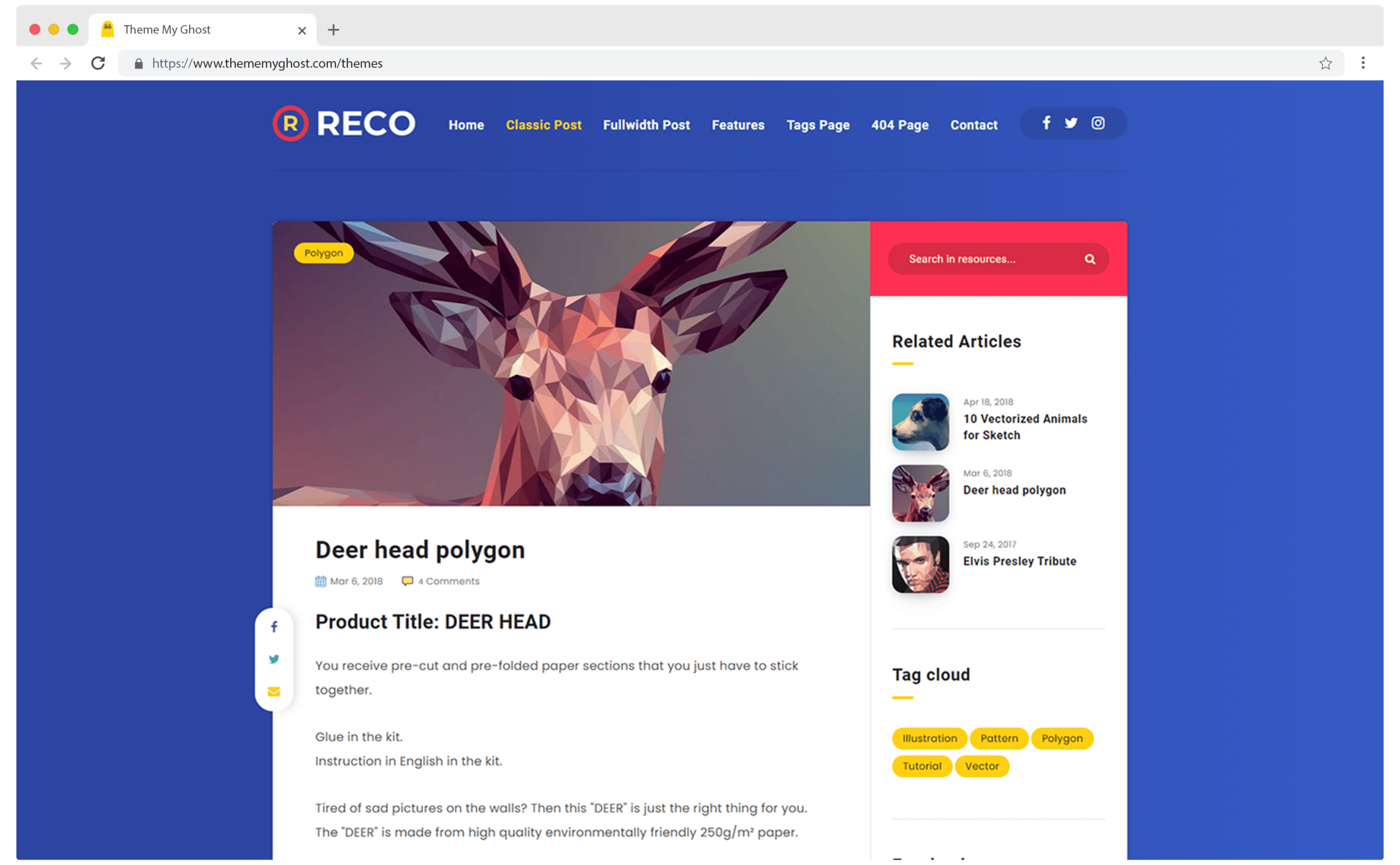 RECO Premium Ghost Blog CMS Theme with Dark Mode for Portfolio Magazine Newsletter Photography Podcasts Travel Fashion Personal Blog on ThemeForest Ghost Marketplace 1 1