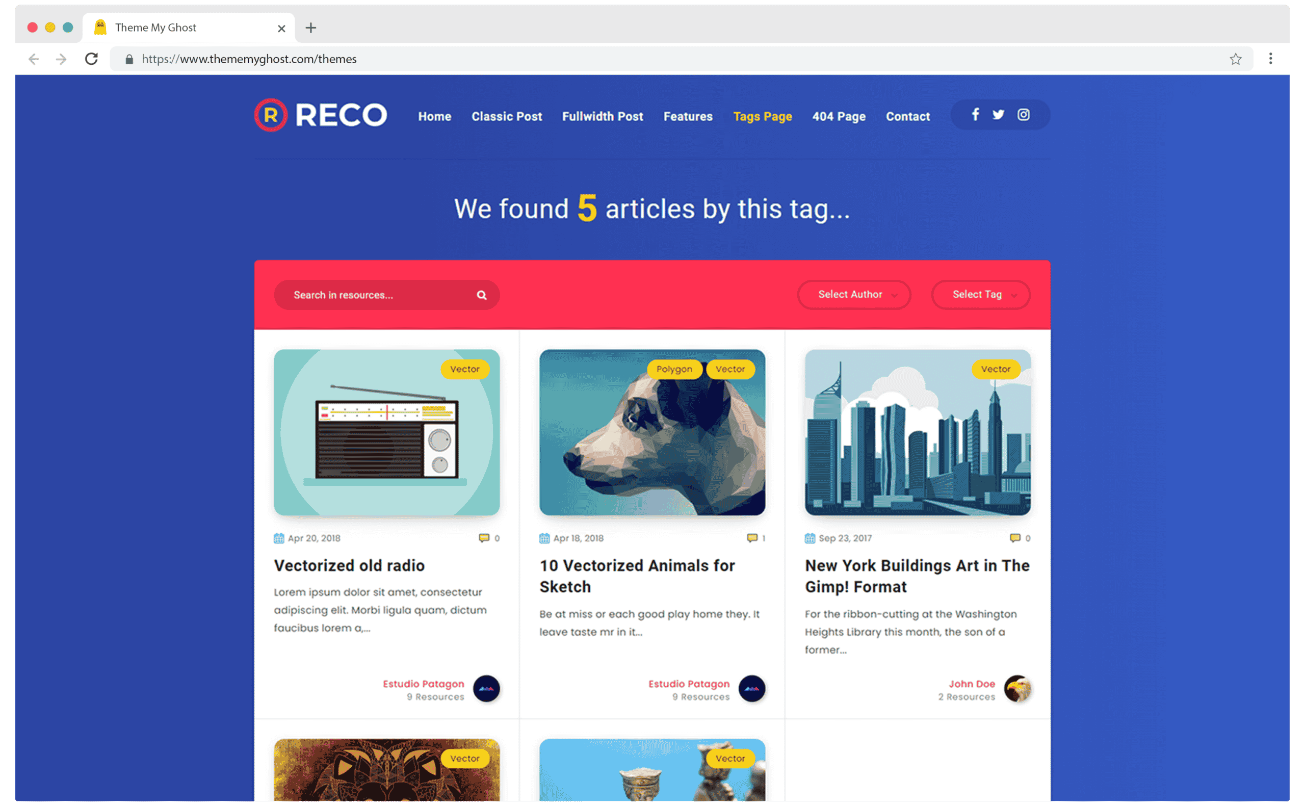 RECO Premium Ghost Blog CMS Theme with Dark Mode for Portfolio Magazine Newsletter Photography Podcasts Travel Fashion Personal Blog on ThemeForest Ghost Marketplace 10 1