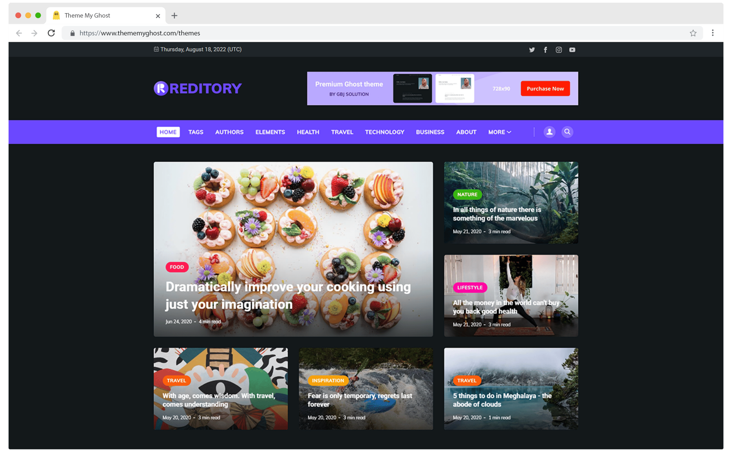 REDITORY Premium Ghost Blog CMS Theme with Dark Mode for Portfolio Magazine Newsletter Photography Podcasts Travel Fashion Personal Blog on ThemeForest Ghost Marketplace 2 1