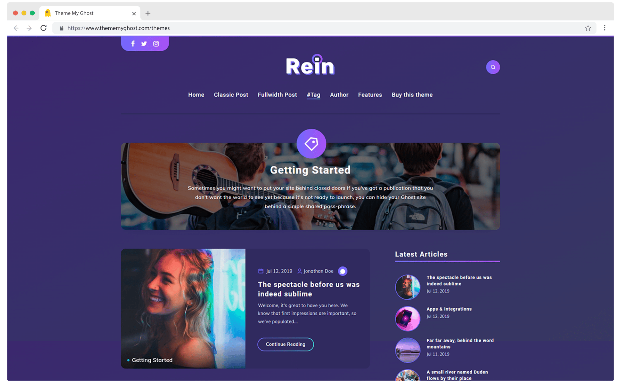 REIN Premium Ghost Blog CMS Theme with Dark Mode for Portfolio Magazine Newsletter Photography Podcasts Travel Fashion Personal Blog on ThemeForest Ghost Marketplace 1 1