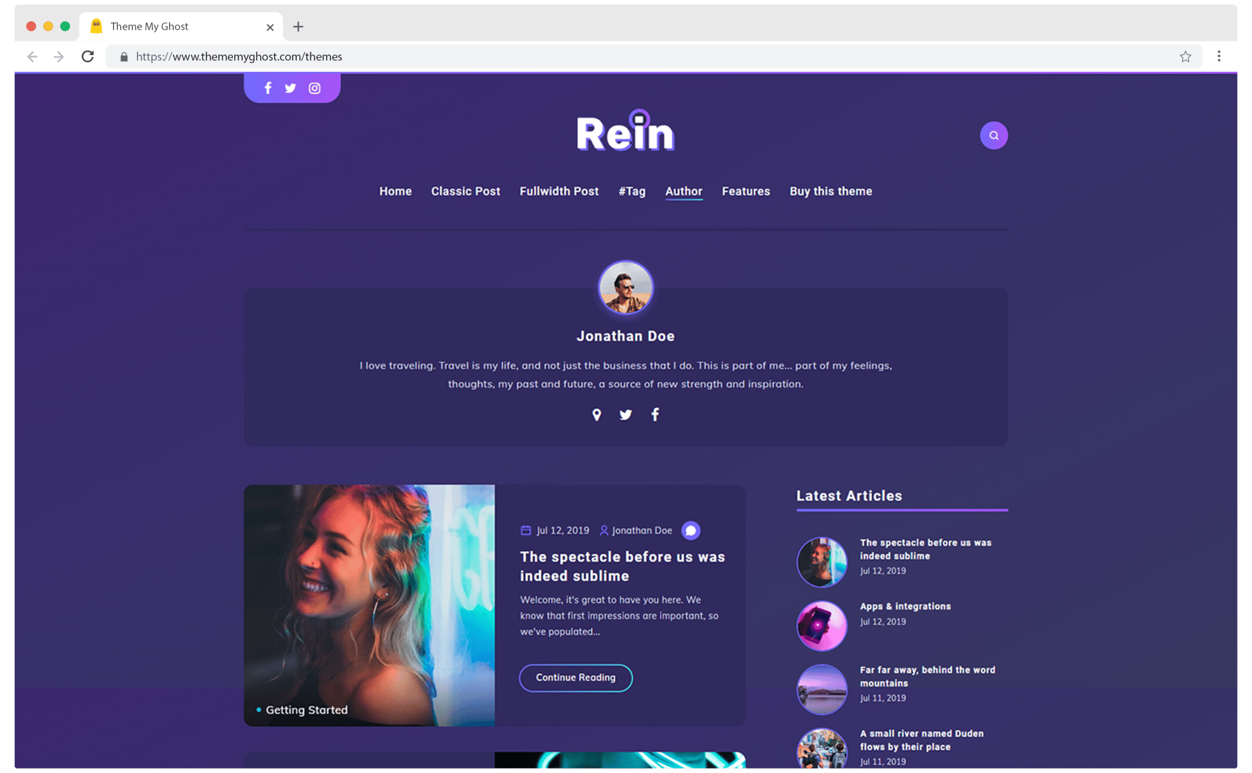 REIN Premium Ghost Blog CMS Theme with Dark Mode for Portfolio Magazine Newsletter Photography Podcasts Travel Fashion Personal Blog on ThemeForest Ghost Marketplace 5 1