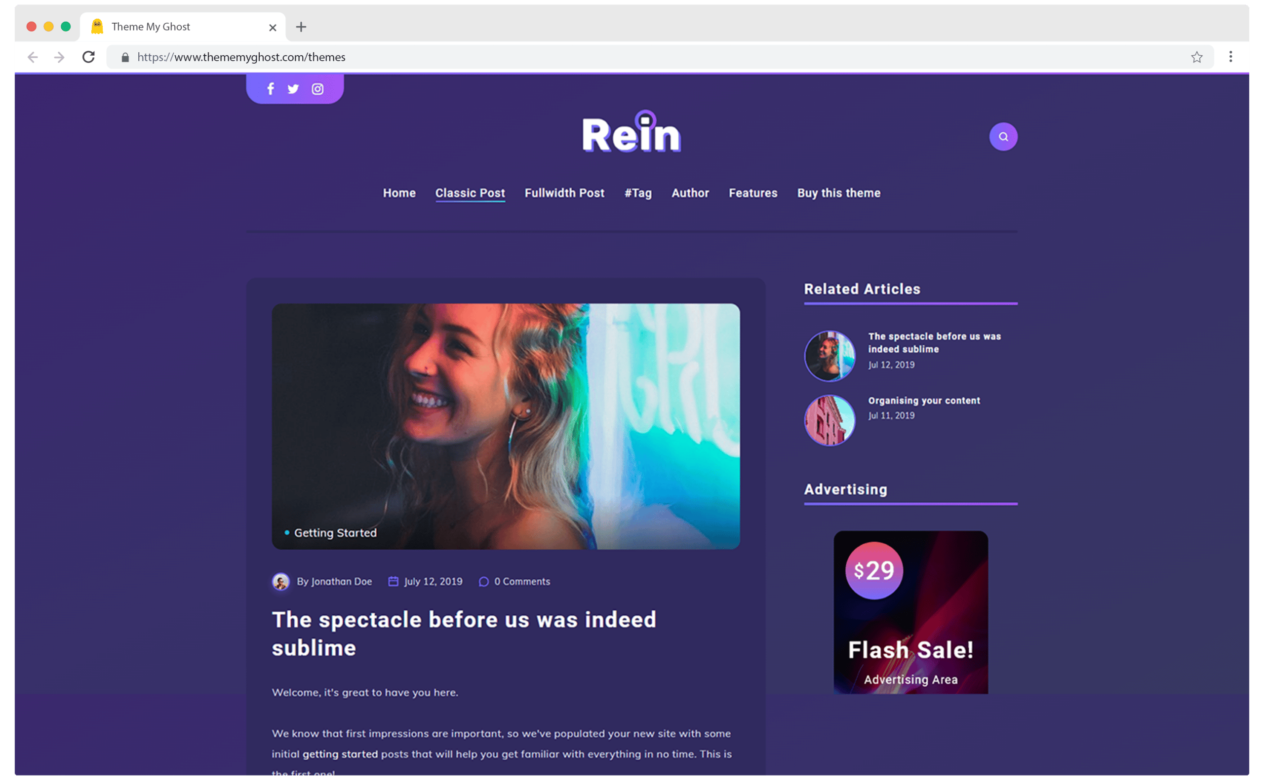 REIN Premium Ghost Blog CMS Theme with Dark Mode for Portfolio Magazine Newsletter Photography Podcasts Travel Fashion Personal Blog on ThemeForest Ghost Marketplace 6 1