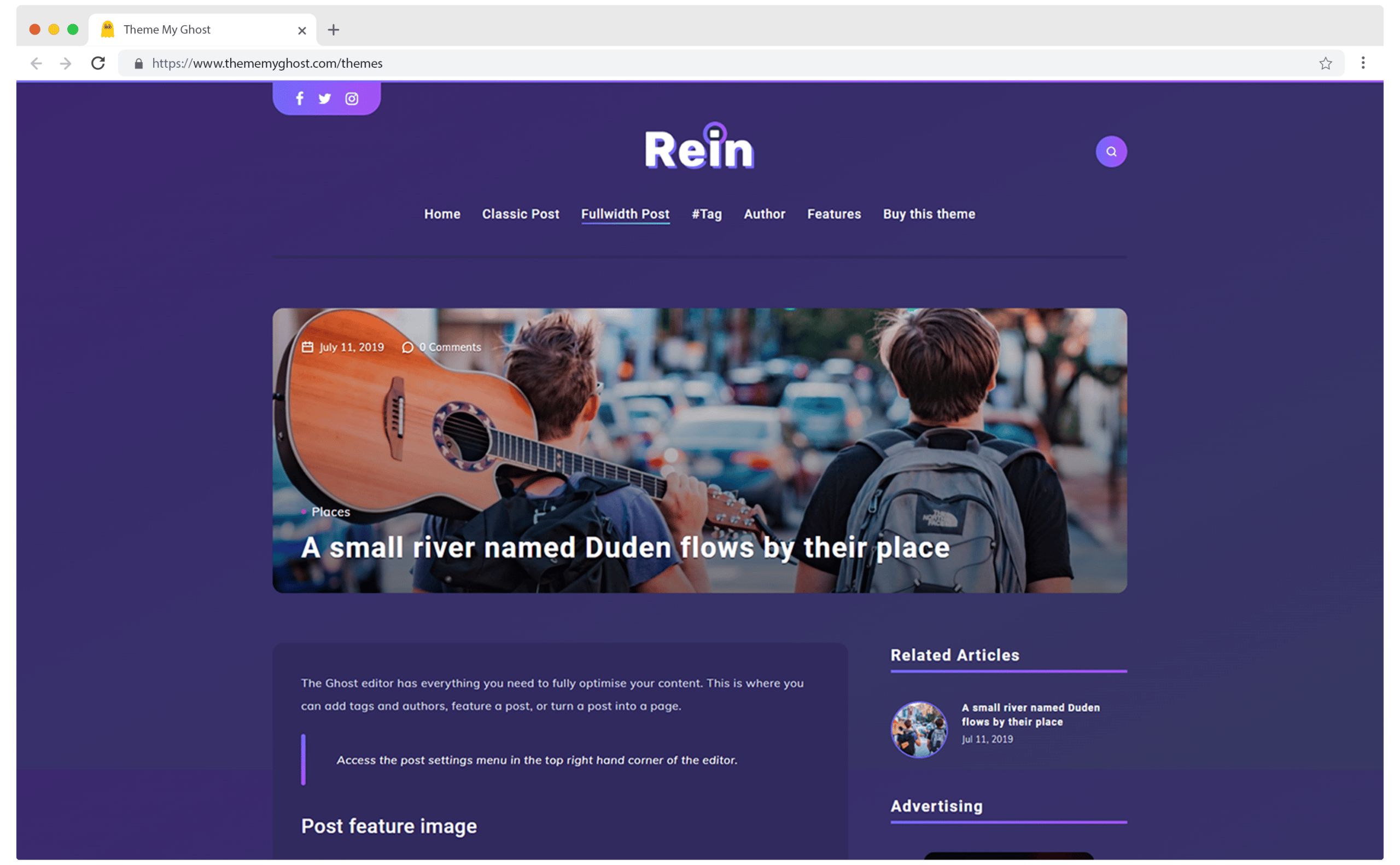 REIN Premium Ghost Blog CMS Theme with Dark Mode for Portfolio Magazine Newsletter Photography Podcasts Travel Fashion Personal Blog on ThemeForest Ghost Marketplace 7 1