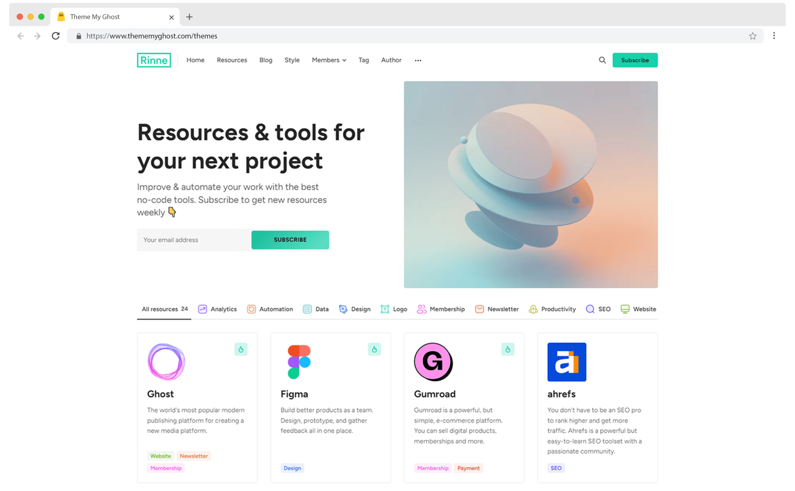 Rinne Resources and Group Buy Tools Premium Theme for Ghost CMS by Biron Themes 14