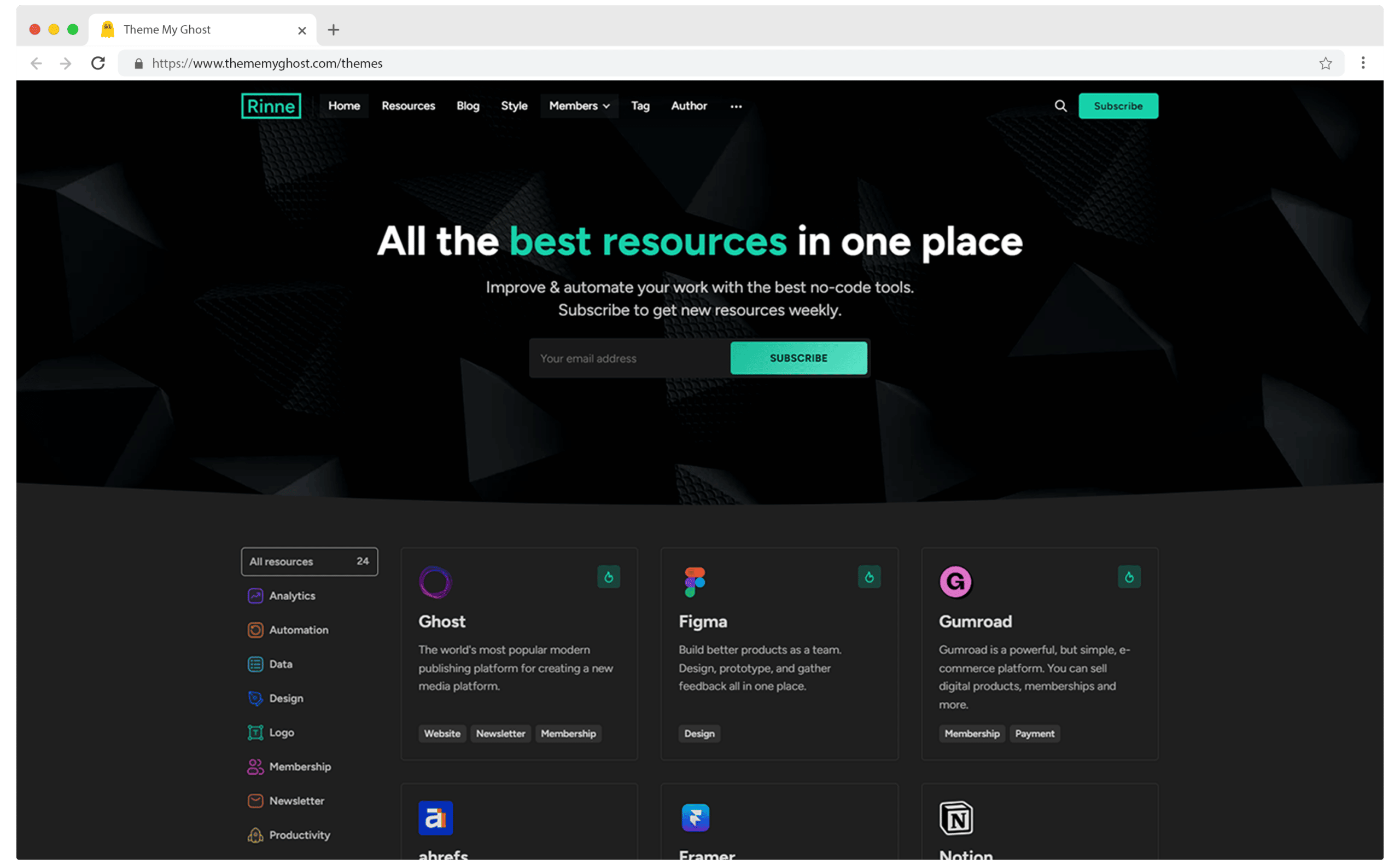 Rinne Resources and Group Buy Tools Premium Theme for Ghost CMS by Biron Themes 4