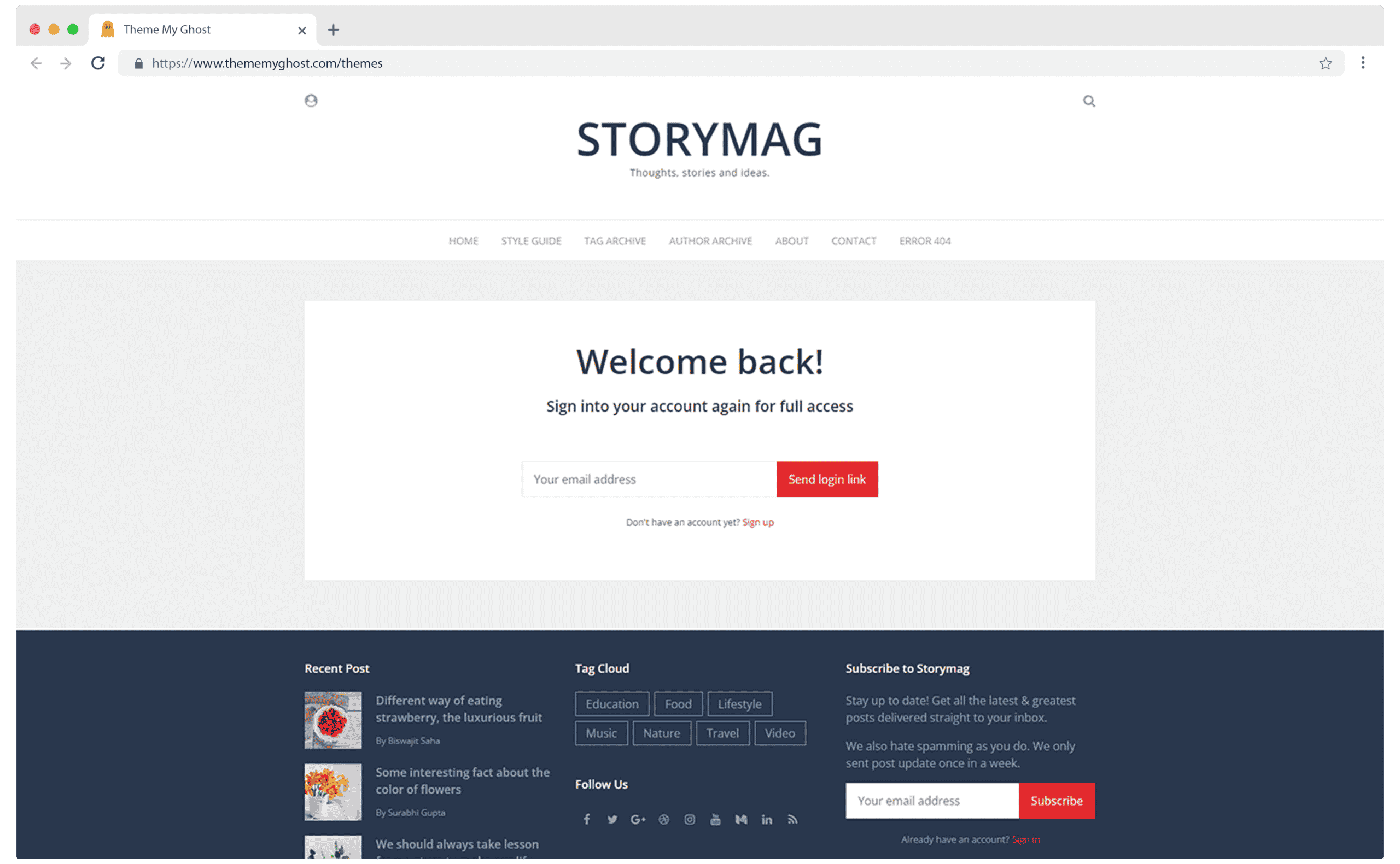 STORYMAG Premium Ghost Blog CMS Theme with Dark Mode for Portfolio Magazine Newsletter Photography Podcasts Travel Fashion Personal Blog on ThemeForest Ghost Marketplace 6 1