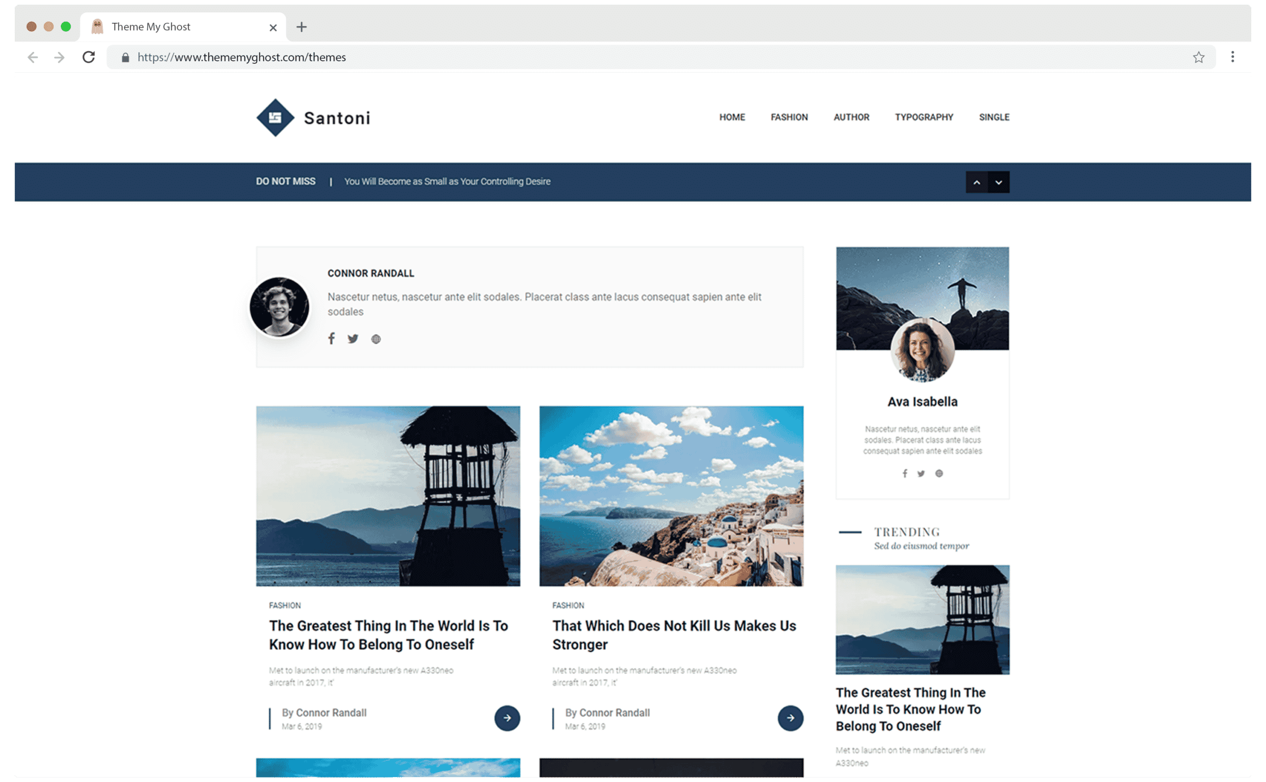 Santoni Premium Ghost CMS Blog Theme for Travel by Design To Update on Themeforest 5