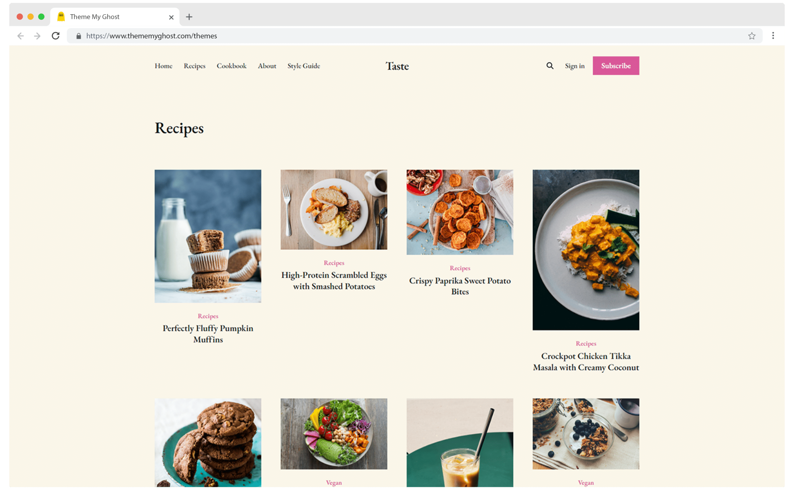 Taste A Free Ghost Blogging Theme for Cooking and Recipes on Ghost Marketplace 14