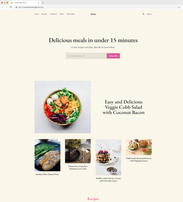 Taste A Free Ghost Blogging Theme for Cooking and Recipes on Ghost Marketplace