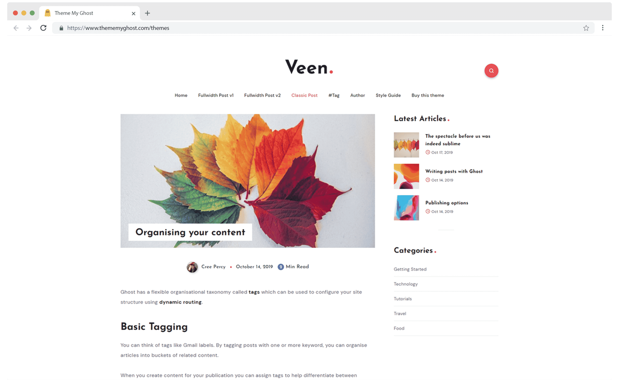 VEEN Premium Ghost Blog CMS Theme with Dark Mode for Portfolio Magazine Newsletter Photography Podcasts Travel Fashion Personal Blog on ThemeForest Ghost Marketplace 6 1