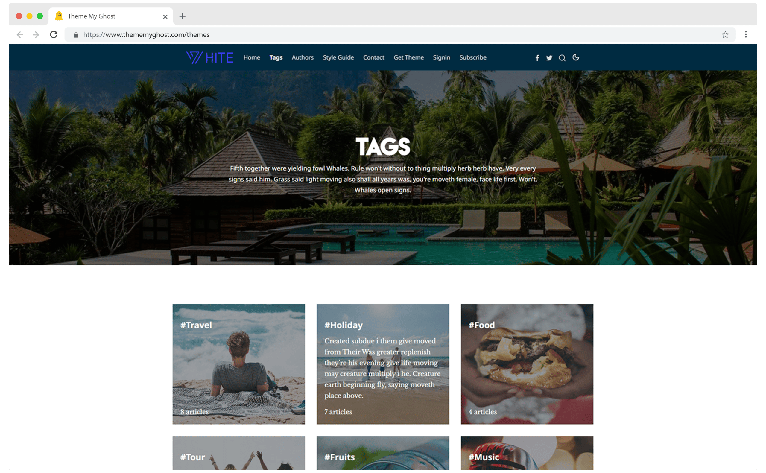 WHITE Premium Ghost Blog CMS Theme with Dark Mode for Portfolio Magazine Newsletter Photography Podcasts Travel Fashion Personal Blog on ThemeForest Ghost Marketplace 1 1