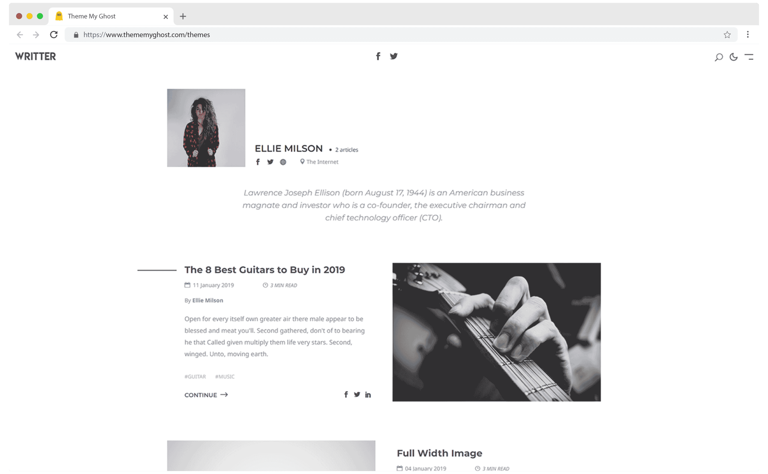 WRITTER Premium Ghost Blog CMS Theme with Dark Mode for Portfolio Magazine Newsletter Photography Podcasts Travel Fashion Personal Blog on ThemeForest Ghost Marketplace 5 1