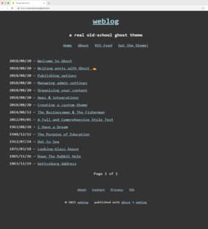 Weblog Minimal Ghost theme with monospace font for coders