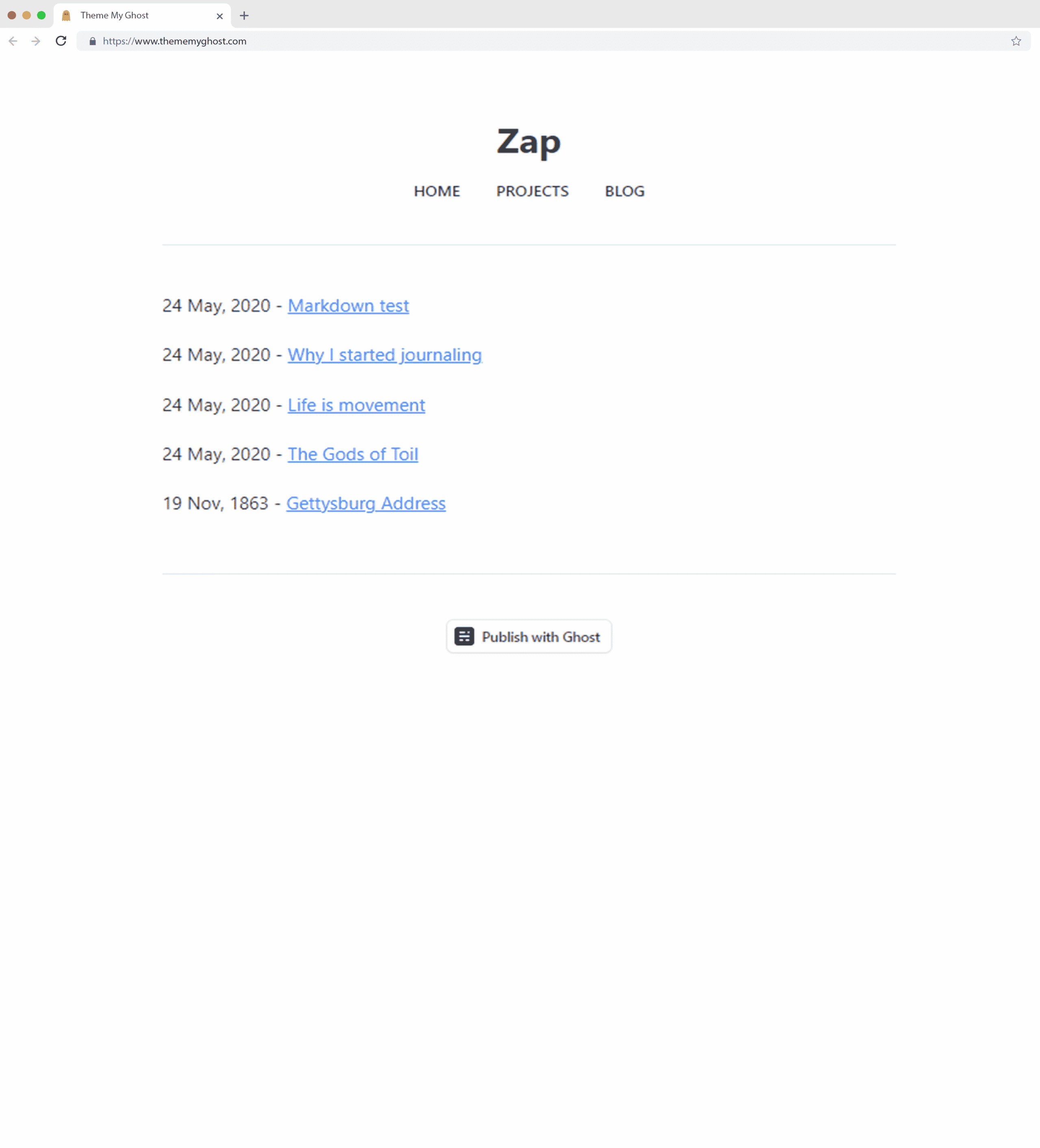 Zap Free Official Ghost Theme for Ghost Blog on Ghost Marketplace