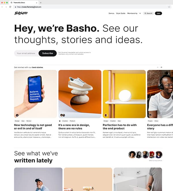Basho by Fueko.net is a Premium theme for your Ghost Publication